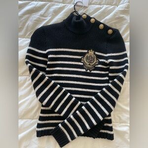 NWT Balmain Black and White Striped Sweater
